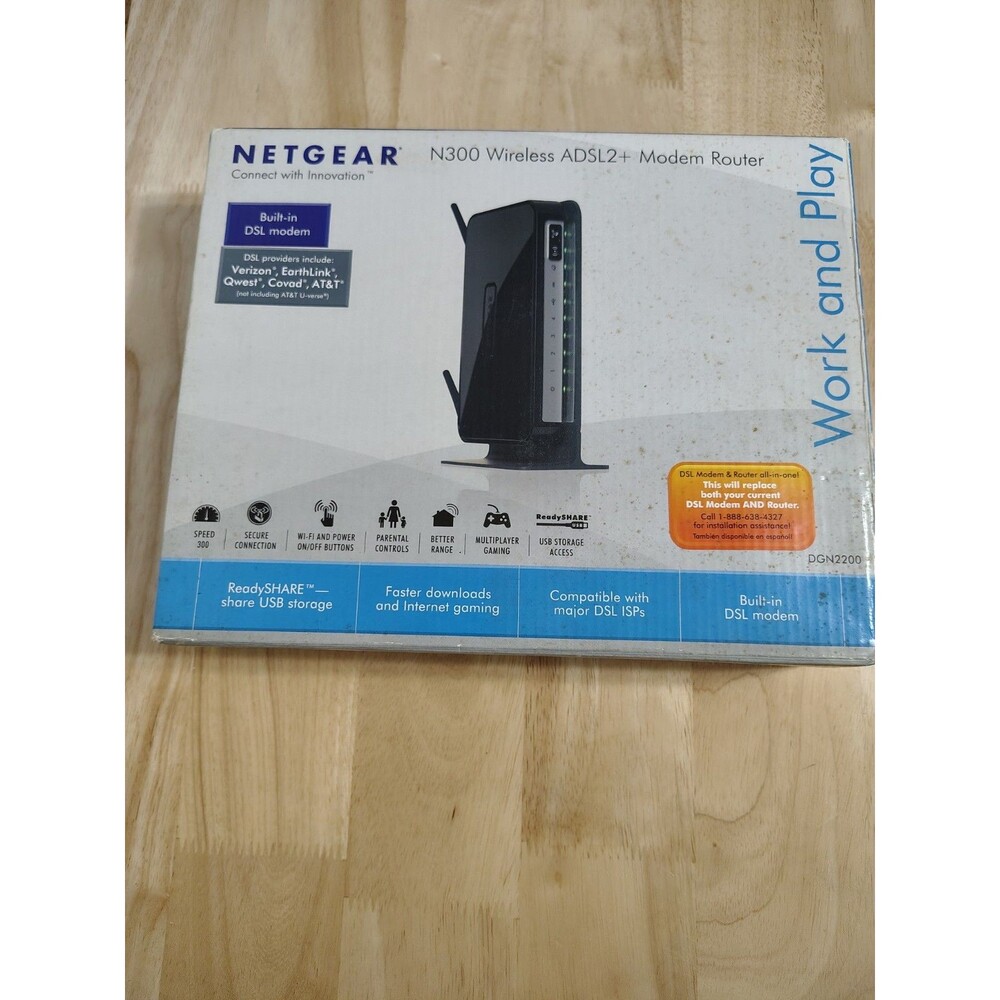 NETGEAR N300 Wireless Gigabit ADSL2+ Modem Router DNG2200